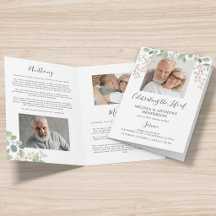 Programa de Memorial com Foto Floral Elegante para