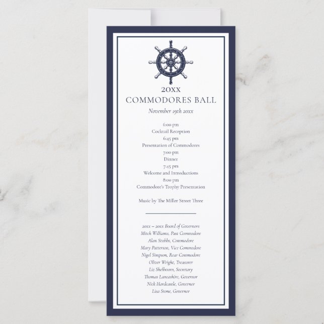 Programa de Menu Azul Naval do Clube Náutico de Ia (Frente)