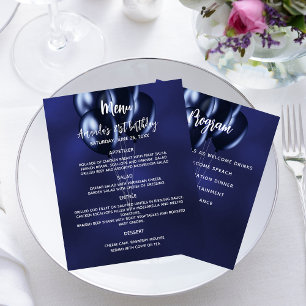 Programa de menu Balões brancos azuis marinhos