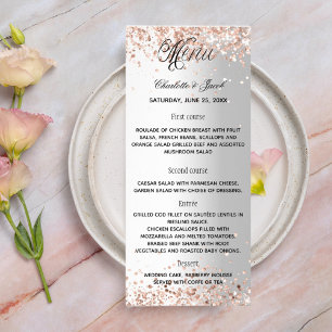 Programa de menu casamento prata-rosa ouro