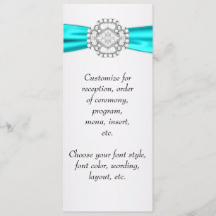 Programa de Menu de Casamento Azul Turquesa