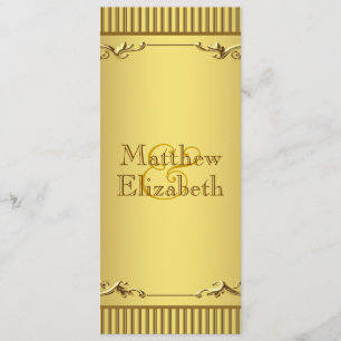 Programa de Menu de Casamento em Ouro Elegante