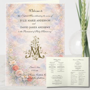 Programa de Missa de Casamento Católico de Rosas F