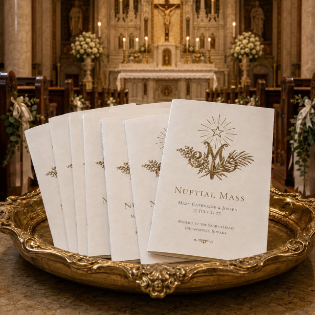 Programa de Missa Nupcial Católica com Monograma M (Criador carregado)