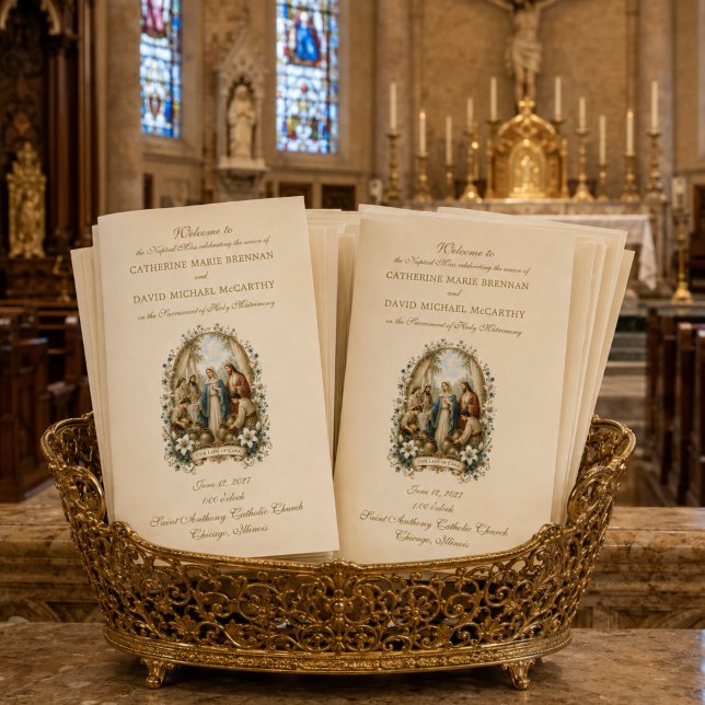 Programa de Missa Nupcial de Casamento Católico em (Criador carregado)