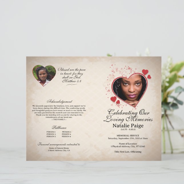 Programa de modelo funerárias Beige grunge temátic (Em pé/Frente)