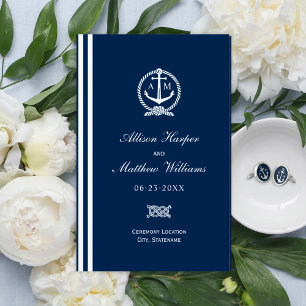 Programa de Monograma de Casamento de Âncora Azul