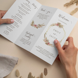 Programa de núpcias florais de boho triplo Flyer