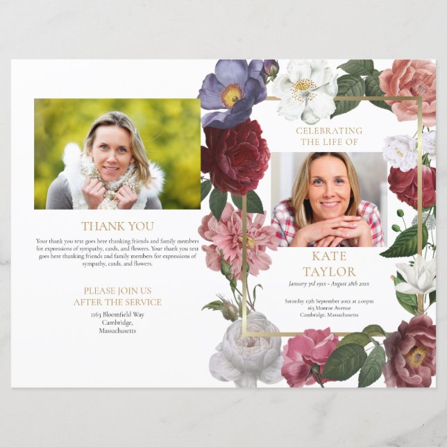 Programa de Ordem de Serviço Floral de Memória de  (Frente)