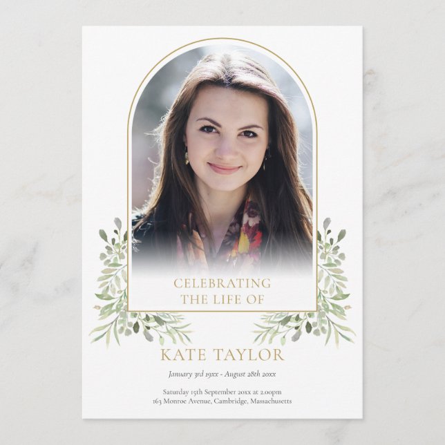 Programa de Ordem Funeral de Folhagem de Arch Dour (Frente)