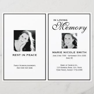 Programa de Ordem Funeral Preta e Branca