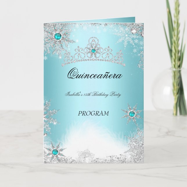 Programa de Quinceanera Azul Turquesa Água Cobalto (Frente)