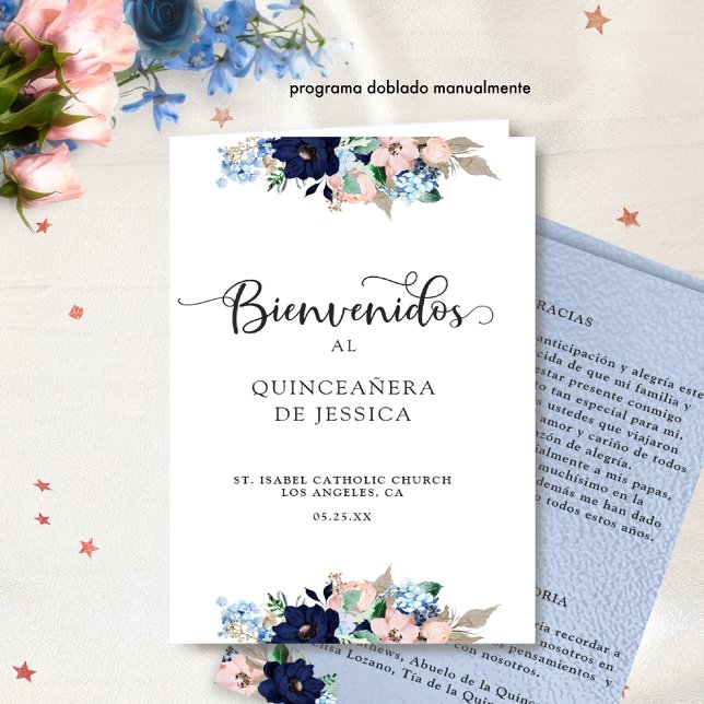 Programa de Quinceañera en Español, Azul y Rosa (Criador carregado)