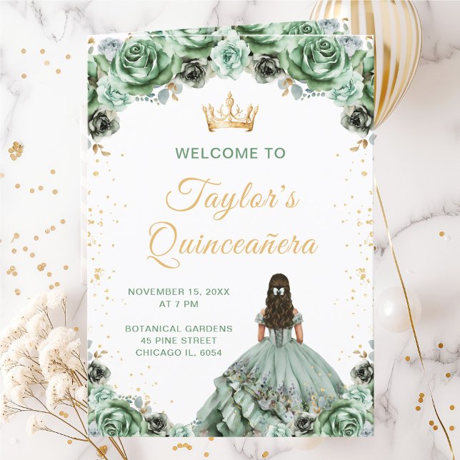 Programa de Quinceañera Floral Princesa Verde Salv (Criador carregado)