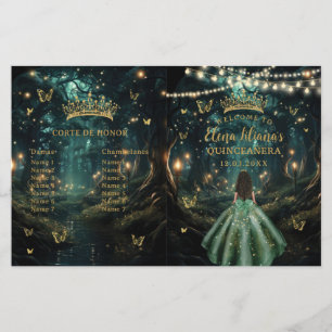Programa de Quinceanera Verde Esmeralda Floresta E