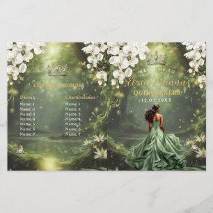 Programa de Quinceanera Verde Oliva da Princesa e