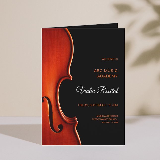 Programa de Recital de Formatura de Música Clássic (Elegant Script Classy Music Senior Recital Program)