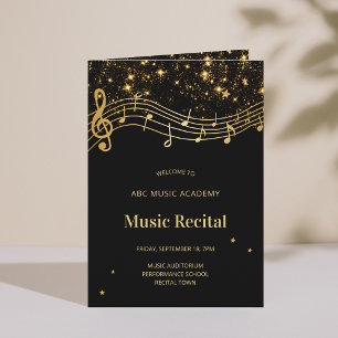 Programa de Recital de Música Elegante em Preto e 