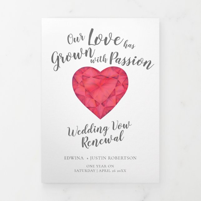 Programa de renovação do vogal do casamento Ruby W (Cobrir)