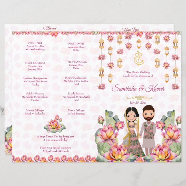 Programa de rituais de casamento indianos Lotus la (Frente/Verso)