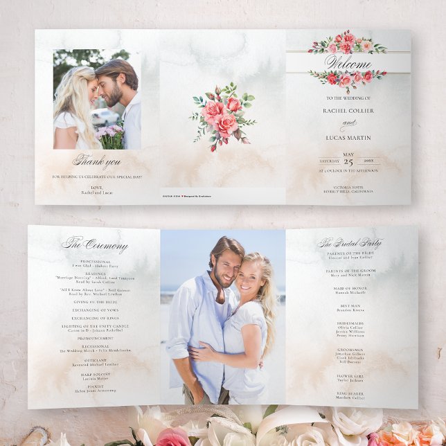 Programa de rosas e caligrafia rosa com aquarelas (Criador carregado)