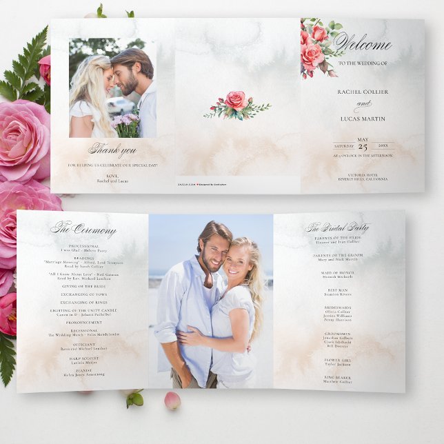 Programa de rosas e caligrafia rosa com aquarelas (Criador carregado)