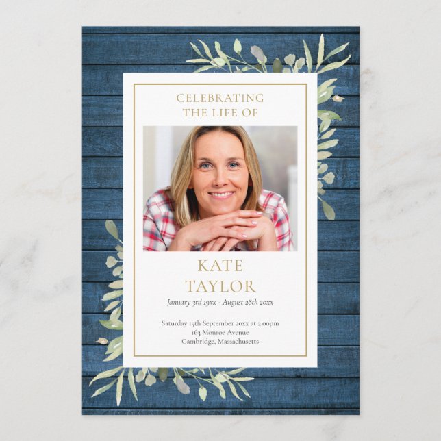 Programa de Serviço Funeral de Folhagem Rústica (Frente)