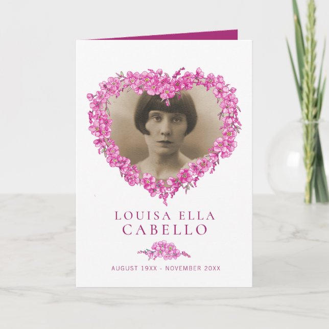 Programa de serviço funerário cor-de-rosa esquecen (Frente)