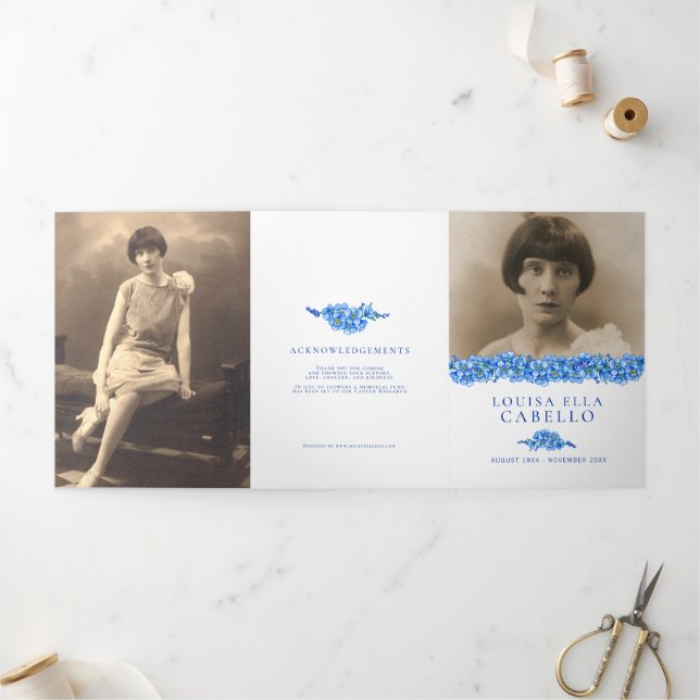 Programa de serviços funerários — flores azuis do  (Fora)