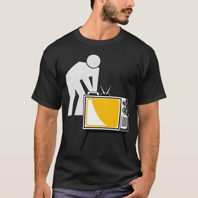 Programa de TV a pessoa segurando a camiseta da te (Frente)