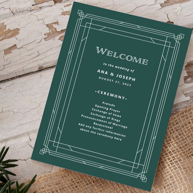 Programa Deco Moderno | Casamento Verde de Feriado Elegante (A festive green welcome program for your holiday wedding)