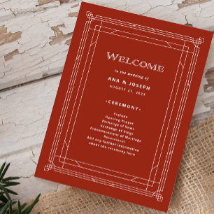 Programa Deco Moderno Casamento Vermelho de Feriado Elega