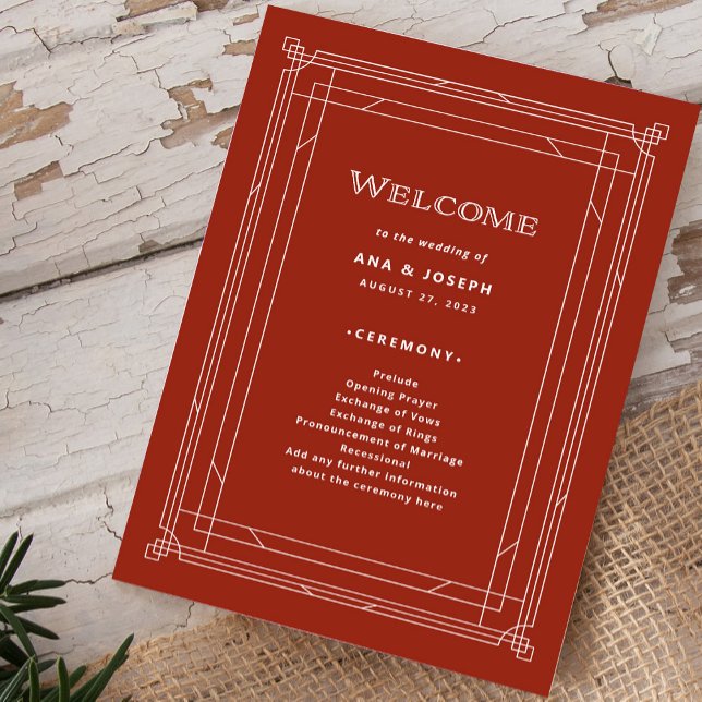 Programa Deco Moderno | Casamento Vermelho de Feriado Elega (A festive red welcome program for your holiday wedding)