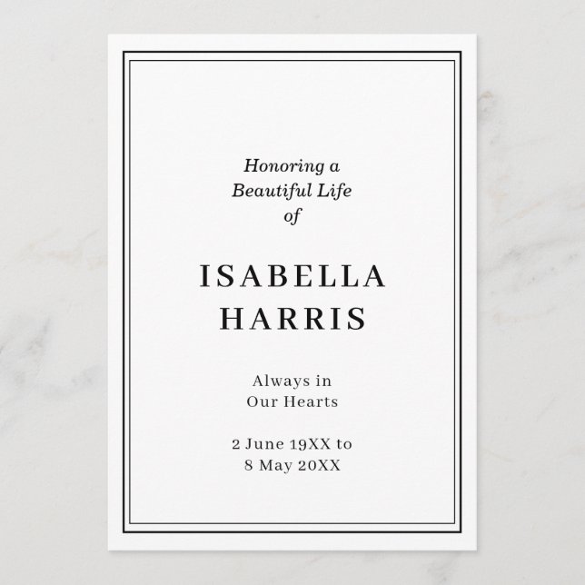 Programa Desenho de Serviço Funeral Clássico Elegante (Frente)