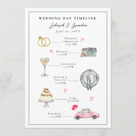 Programa Dia de casamento ilustrado com aquarela fofa