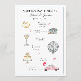 Programa Dia de casamento ilustrado com aquarela fofa