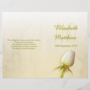 Programa do casamento do botão do rosa branco