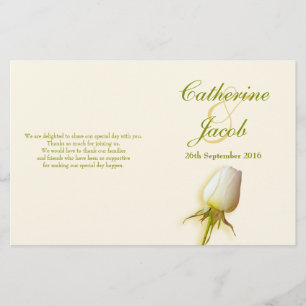 Programa do casamento do botão do rosa branco