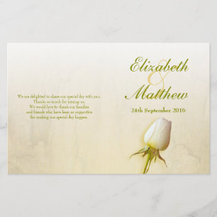 Programa do casamento do botão do rosa branco