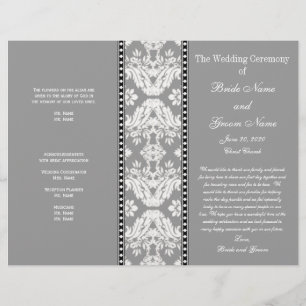 Programa do casamento tema damasco do branco