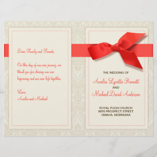 Programa do casamento tema damasco do coral e do