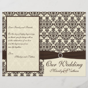 Programa do casamento tema damasco do marfim e do