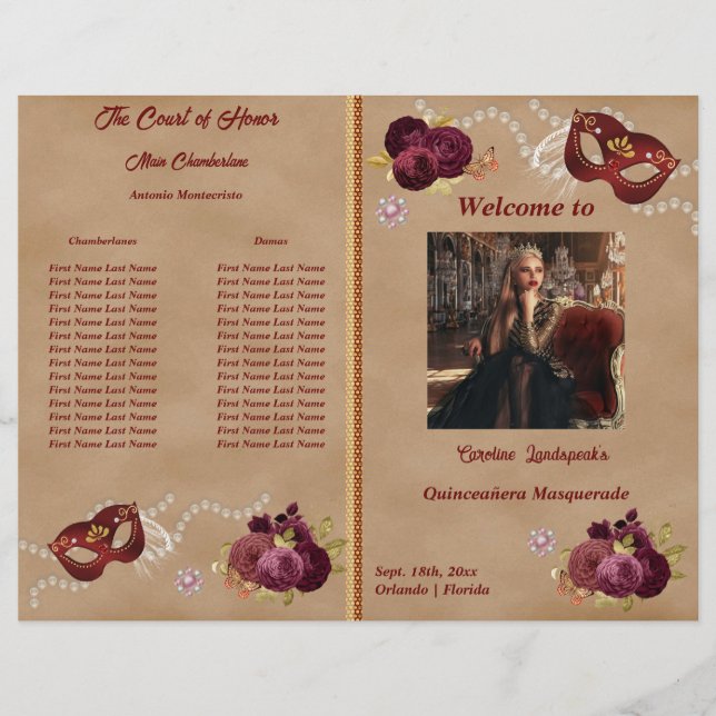 Programa do Partido Quinceañera Red Mascarada Mask (Frente)