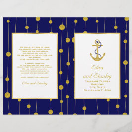 Programa dobrado de casamento náutico com ancorage