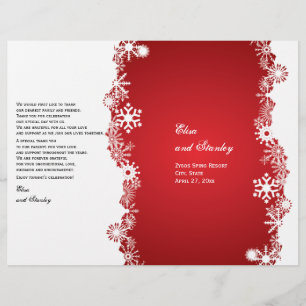 Programa dobrado do floco de neve casamento branco
