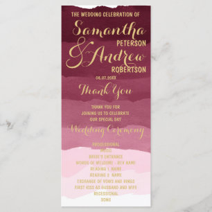 Programa Dourado Burgundy Watercolor Ombre Wedment
