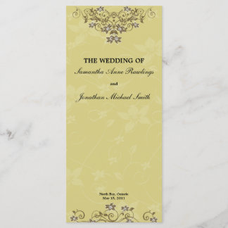 Programa Dourado de Casamento Floral de Chandelier