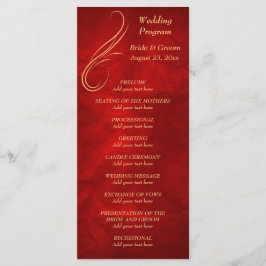 Programa Dourado de Casamento Vermelho Brilhante