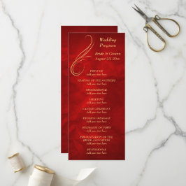 Programa Dourado de Casamento Vermelho Brilhante