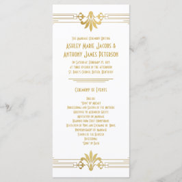 Programa Dourado White Roaring 20s Art Deco Wedding Program
